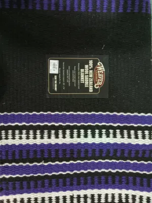 100% New Zealand Wool Saddle Blanket - black/purple/white