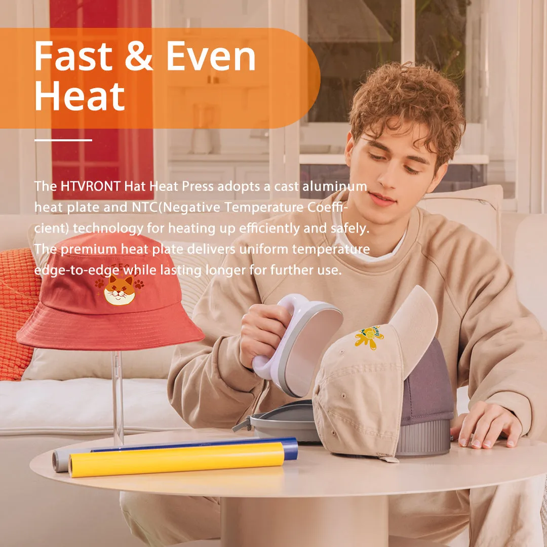 [American Flag]HTVRONT Hat Heat Press Machine HTV Bundle(American Flag HTV*24 PUFF HTV*9 PTFE Teflon Sheet*2 Baseball Cap Blank*2 Cutting Mat≥85＄)