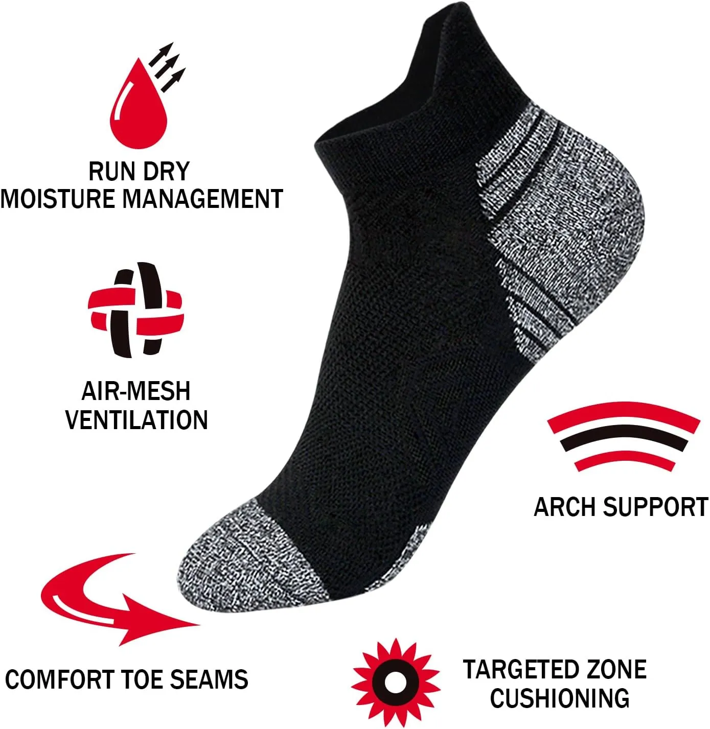 Athletic Ankle Womens Socks Running Compression Socks for Women Cozy 5 Pack Low Cut Performance Soft Tab Socks