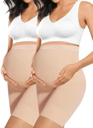 Baby Bump Premium Maternity Shapewear, High Waisted Mid-Thigh Pregnancy Underwear Prevent Chaffing Soft Adominal Support