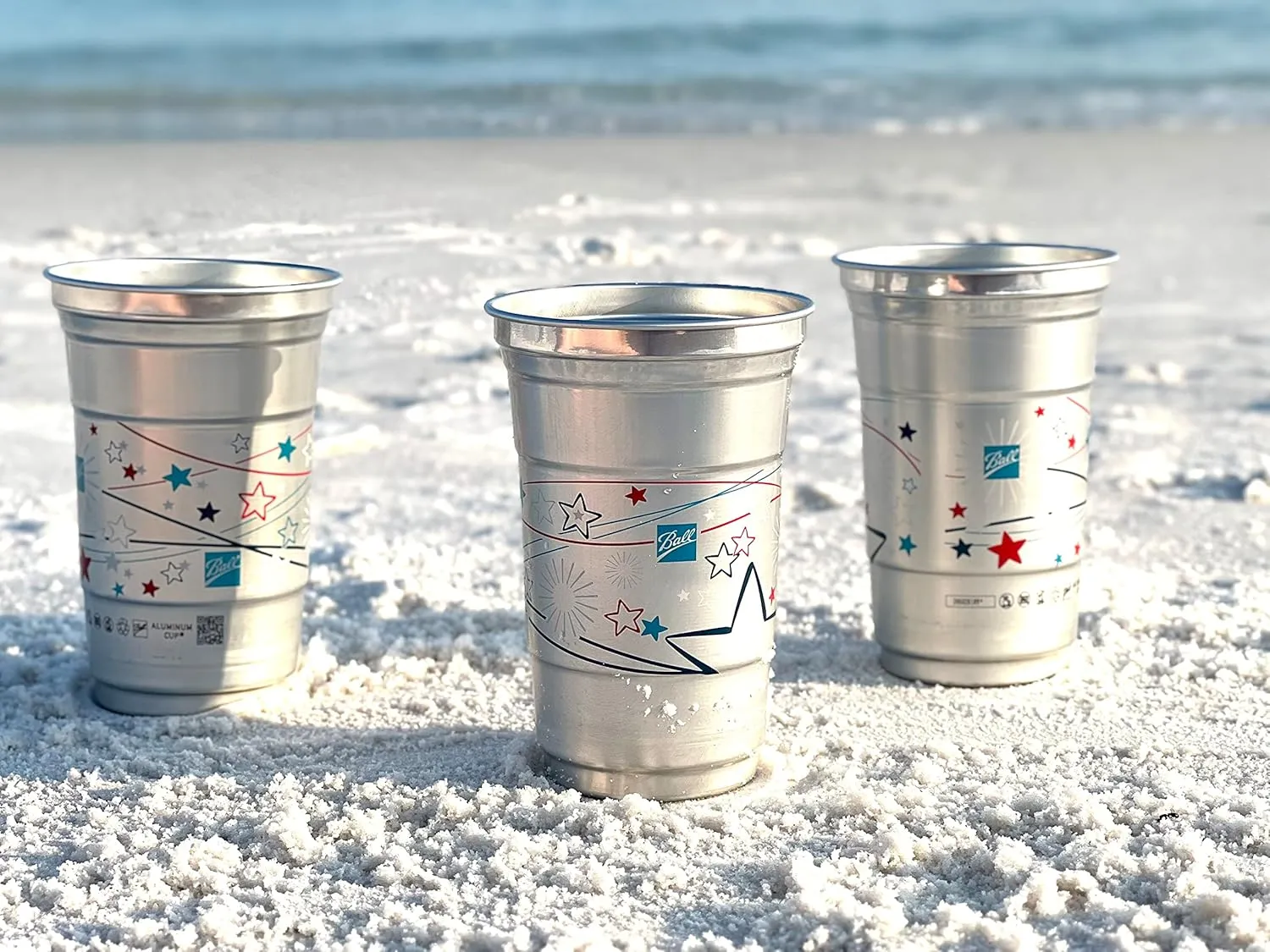 Ball Aluminum Cup Recyclable Party Cups, Patriotic Cup Design, 20oz. Cup, 30 Cups Per Pack