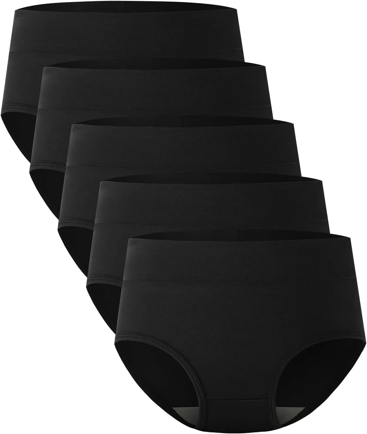 BAMBOO COOL Women's Underwear High Waisted Briefs Full Coverage Soft and Breathable Panties, 5-Pack