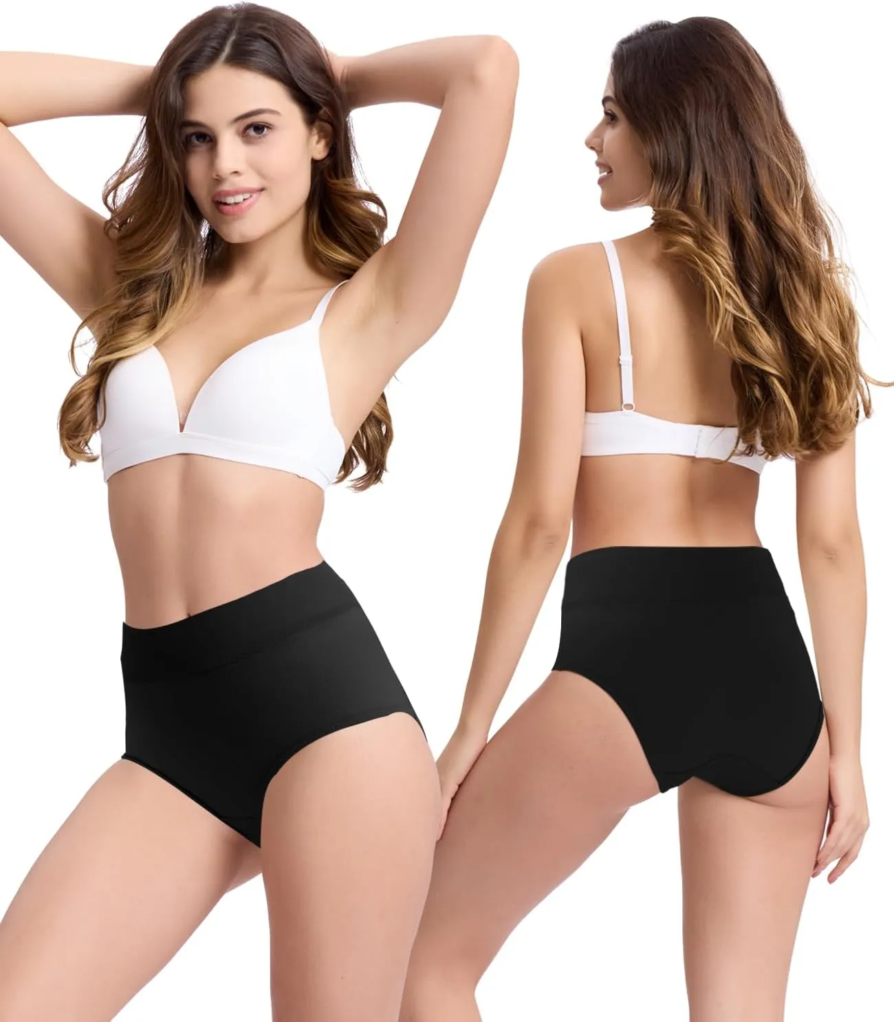 BAMBOO COOL Women's Underwear High Waisted Briefs Full Coverage Soft and Breathable Panties, 5-Pack