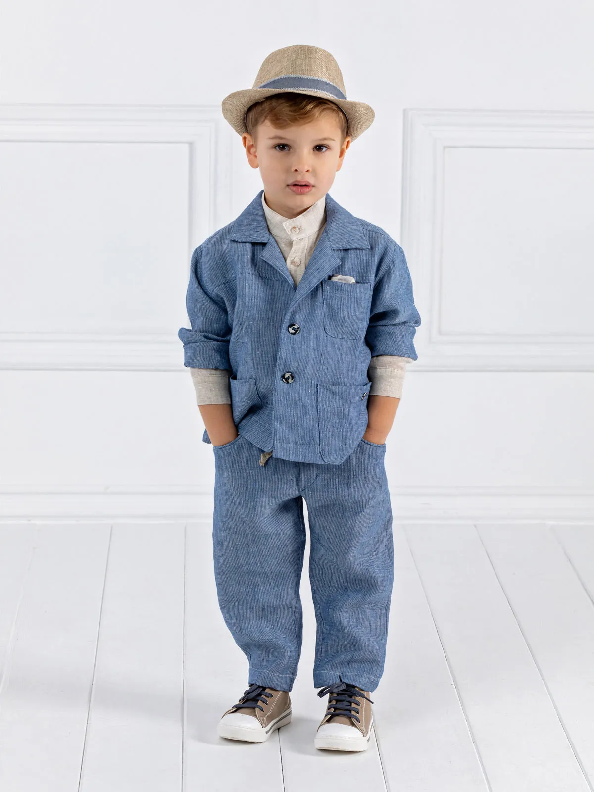 Boy's Linen Baptism outfit set 5pcs - BERND