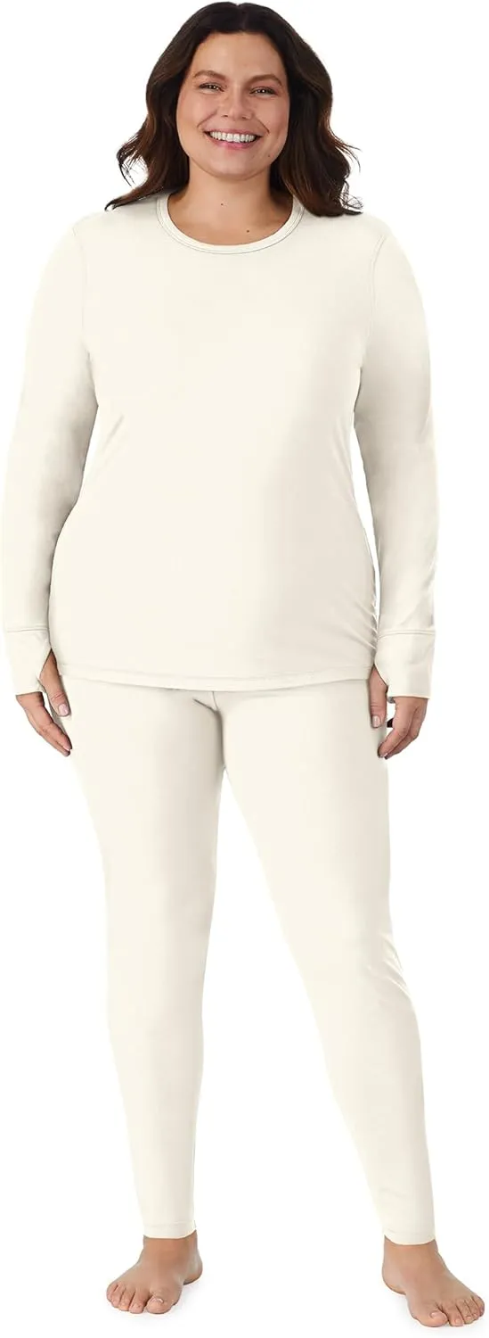 Cuddl Duds Womens Fleece Lined Thermal Base Layer Set  Long Sleeve Shirt & Leggings for Cold Weather  Lounge Set for Women