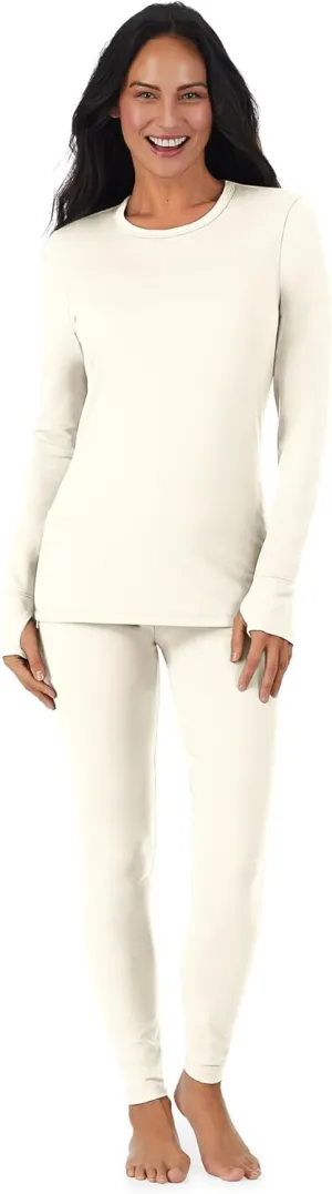 Cuddl Duds Womens Fleece Lined Thermal Base Layer Set  Long Sleeve Shirt & Leggings for Cold Weather  Lounge Set for Women