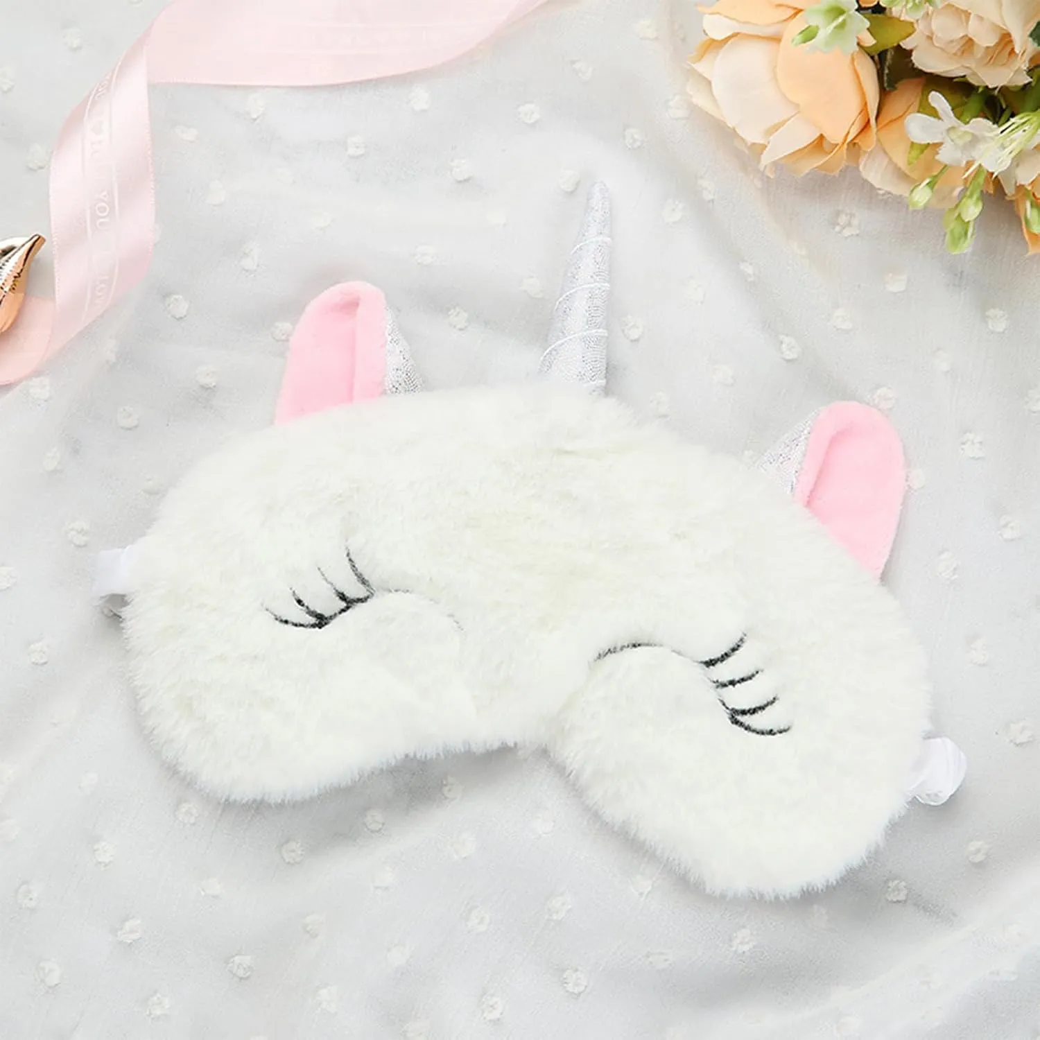 Cute Animal Sleeping Mask Soft Plush Blindfold Cute Rabbit Panda Koala Eye Cover Eyeshade for Kids Teens Girls Women (6Pack Unicorn)