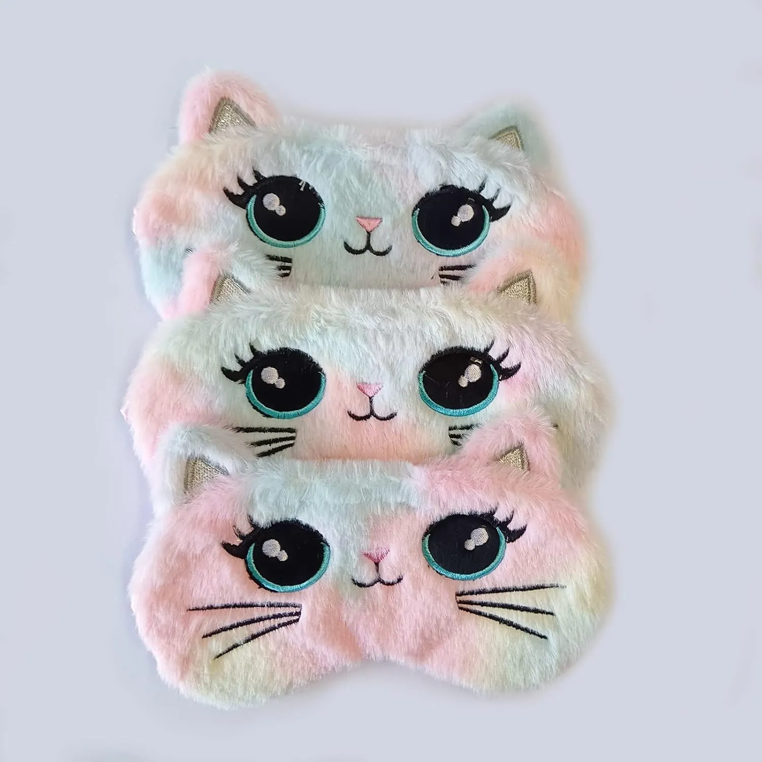 Cute Animal Sleeping Mask Soft Plush Blindfold Cute Rabbit Panda Koala Eye Cover Eyeshade for Kids Teens Girls Women (Big Eyes Cat)
