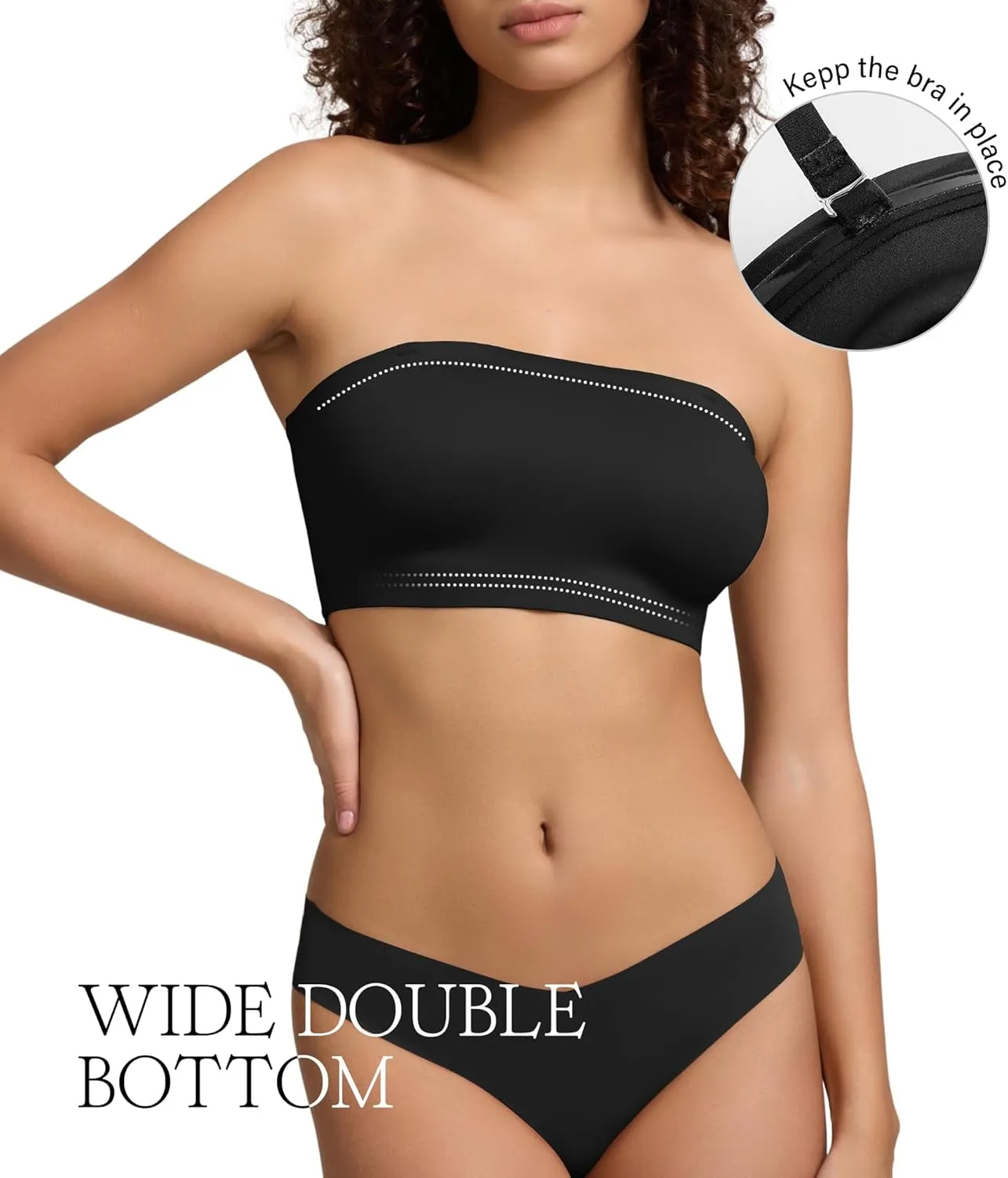 DEANGELMON Strapless Bras for Women Non-Slip Silicone Bandeau Seamless Tube Top Bralette Comfy Non Padded Stretchy Stylish
