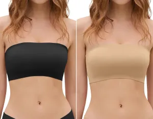 DEANGELMON Strapless Bras for Women Non-Slip Silicone Bandeau Seamless Tube Top Bralette Comfy Non Padded Stretchy Stylish