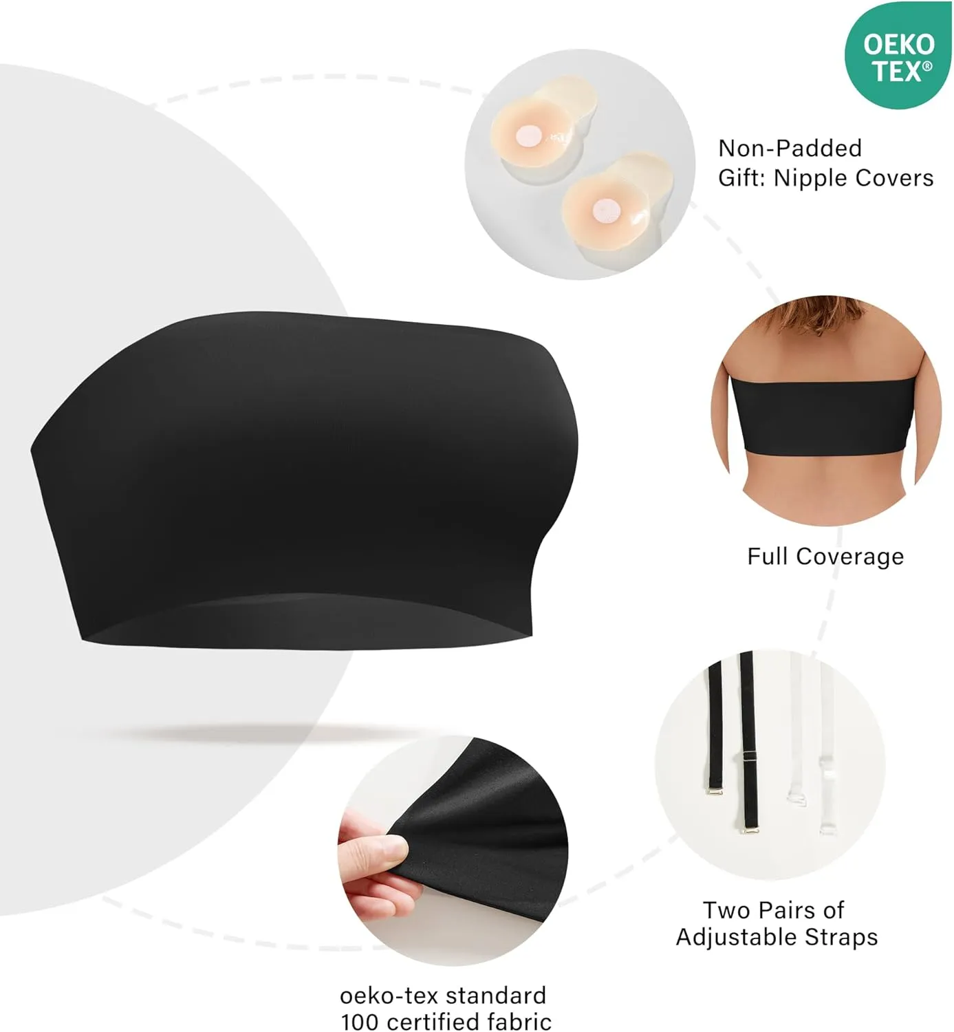 DEANGELMON Strapless Bras for Women Non-Slip Silicone Bandeau Seamless Tube Top Bralette Comfy Non Padded Stretchy Stylish