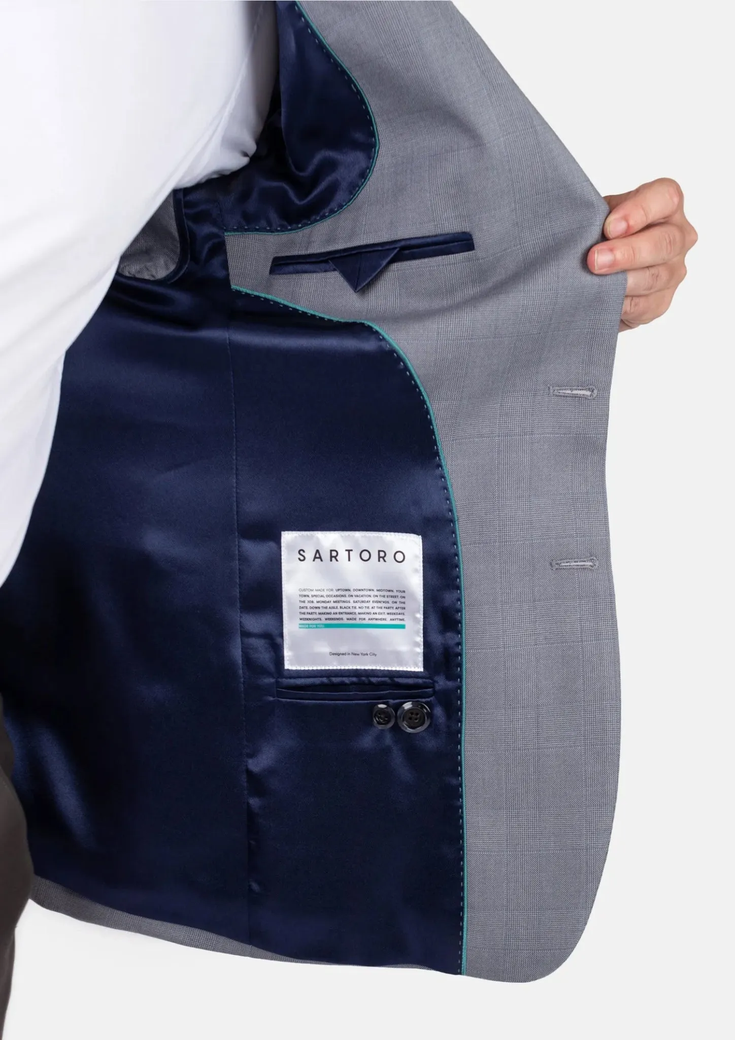 Ellis Light Grey Prince of Wales Jacket