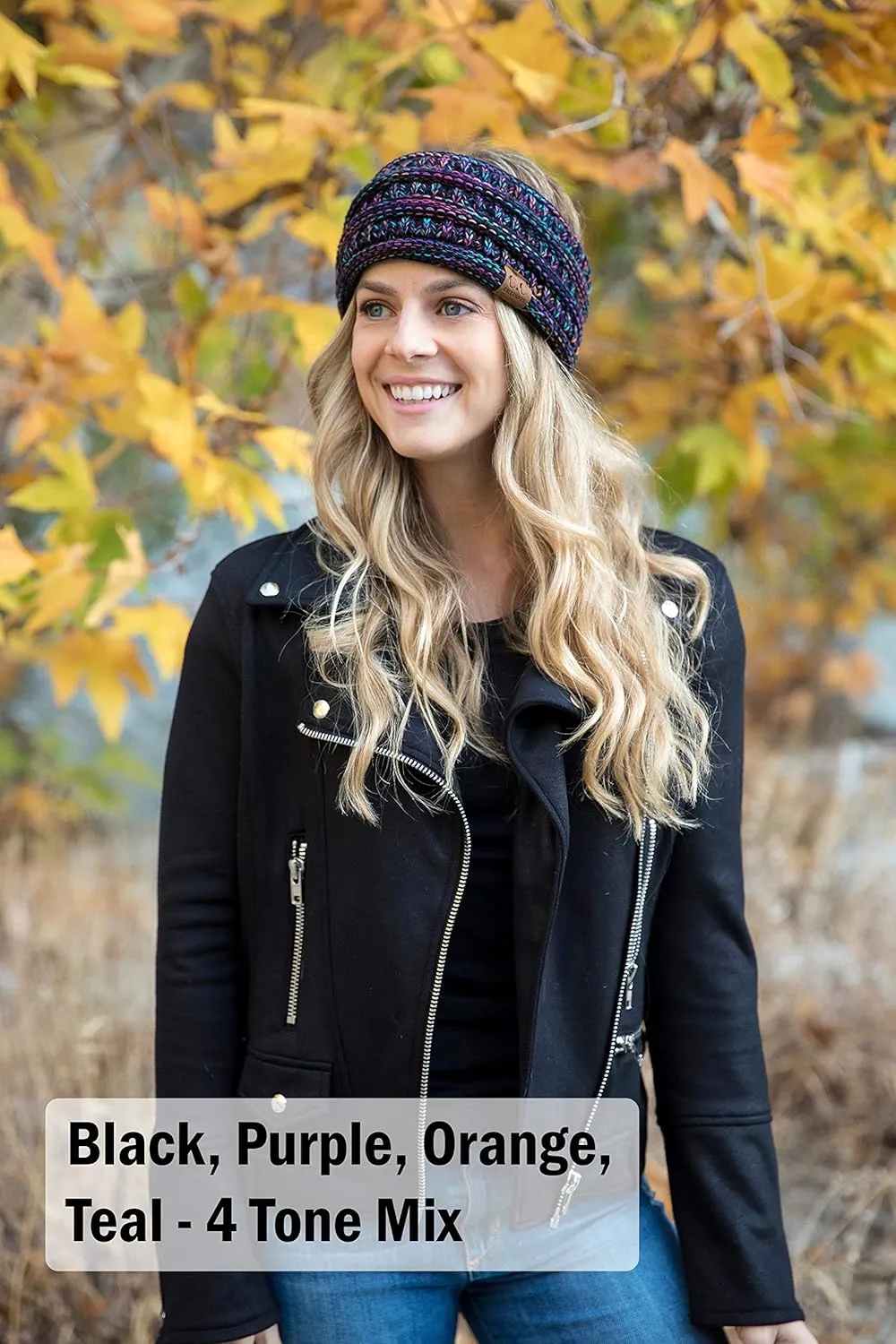 Funky Junque Women's Fleece Lined Cable Knit Headband - Messy Bun Ear Warmer - Solid, Confetti, 4 Tone, Value Packs