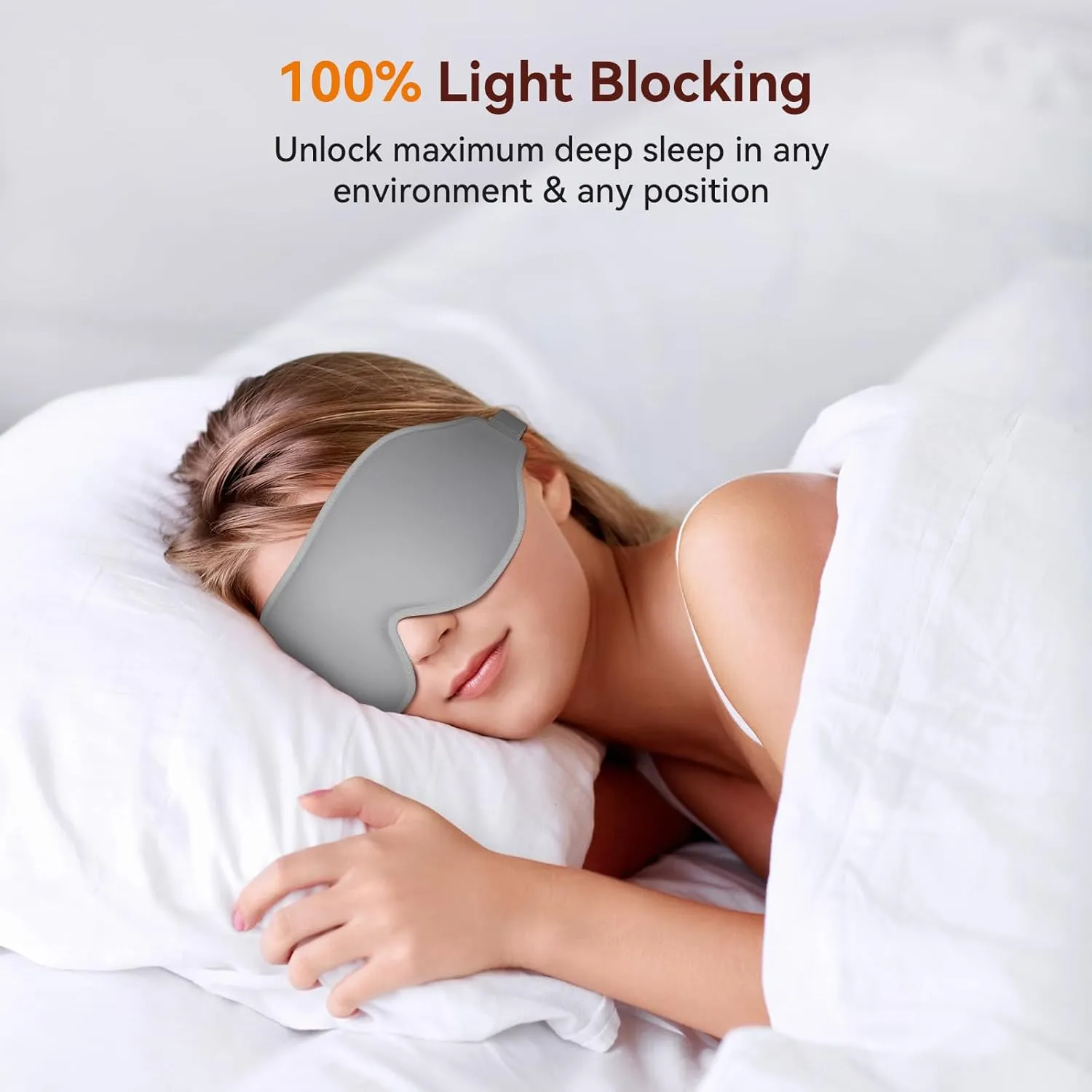 Light Blocking Sleep Mask - Soft Breathable 3D Memory Foam Eye Mask, Adjustable