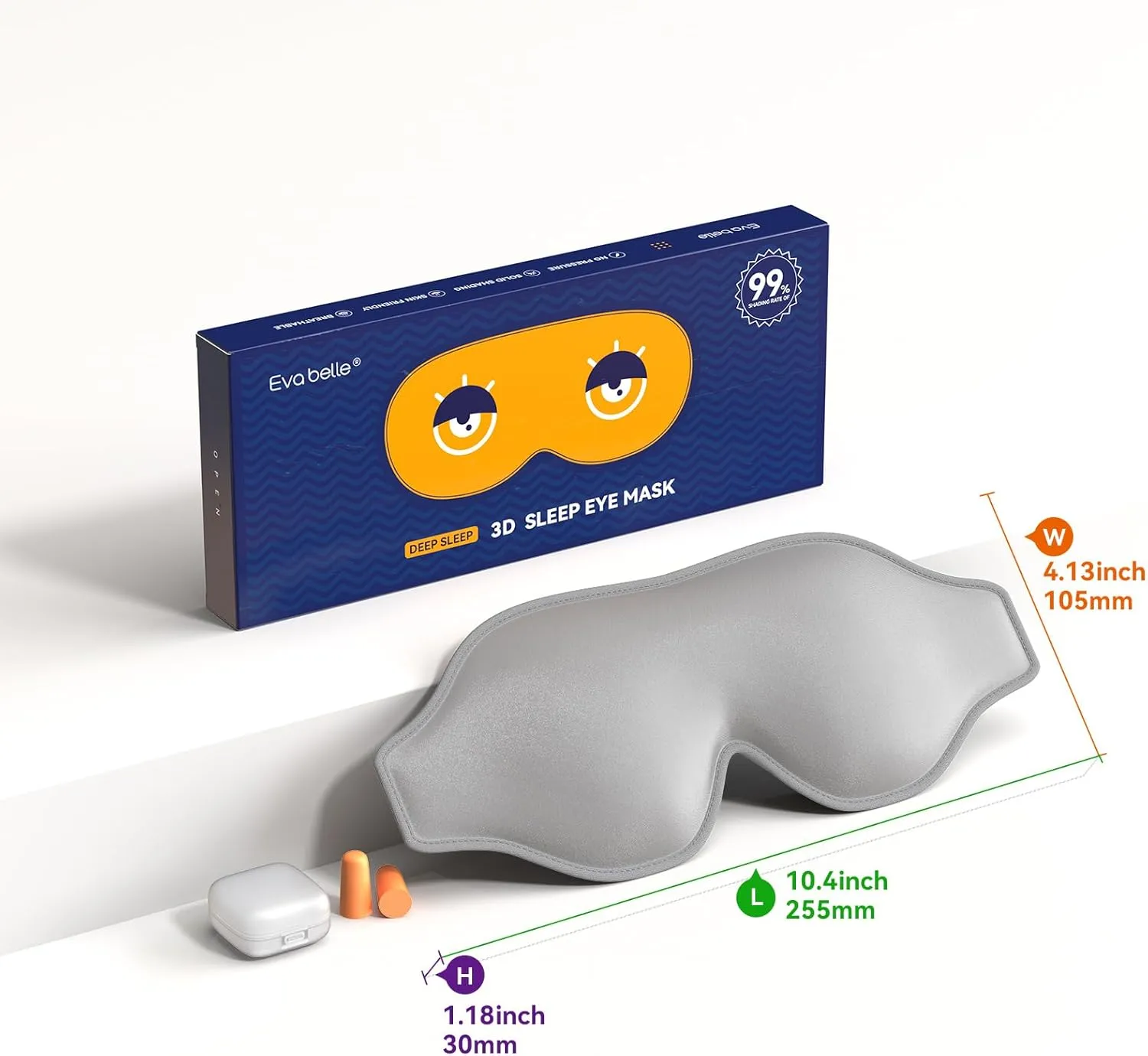 Light Blocking Sleep Mask - Soft Breathable 3D Memory Foam Eye Mask, Adjustable