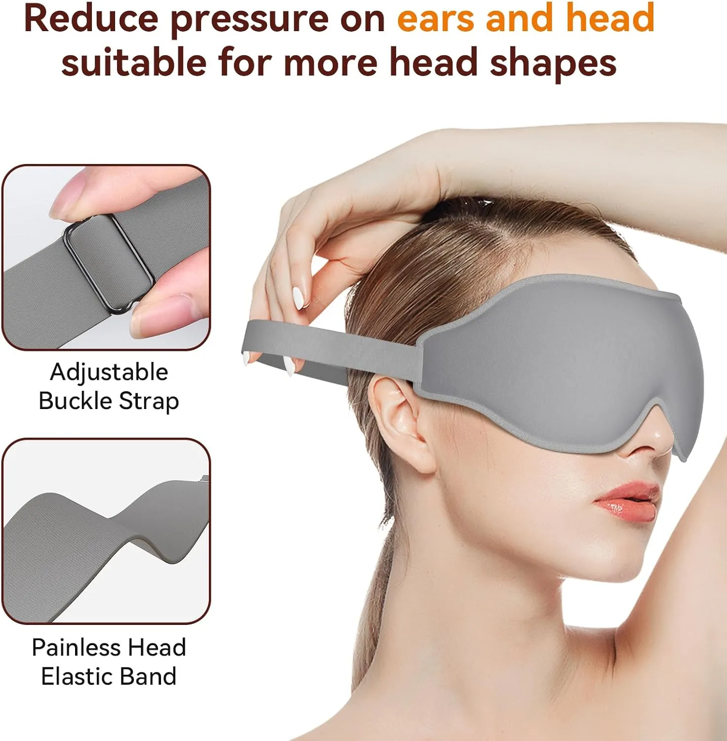 Light Blocking Sleep Mask - Soft Breathable 3D Memory Foam Eye Mask, Adjustable