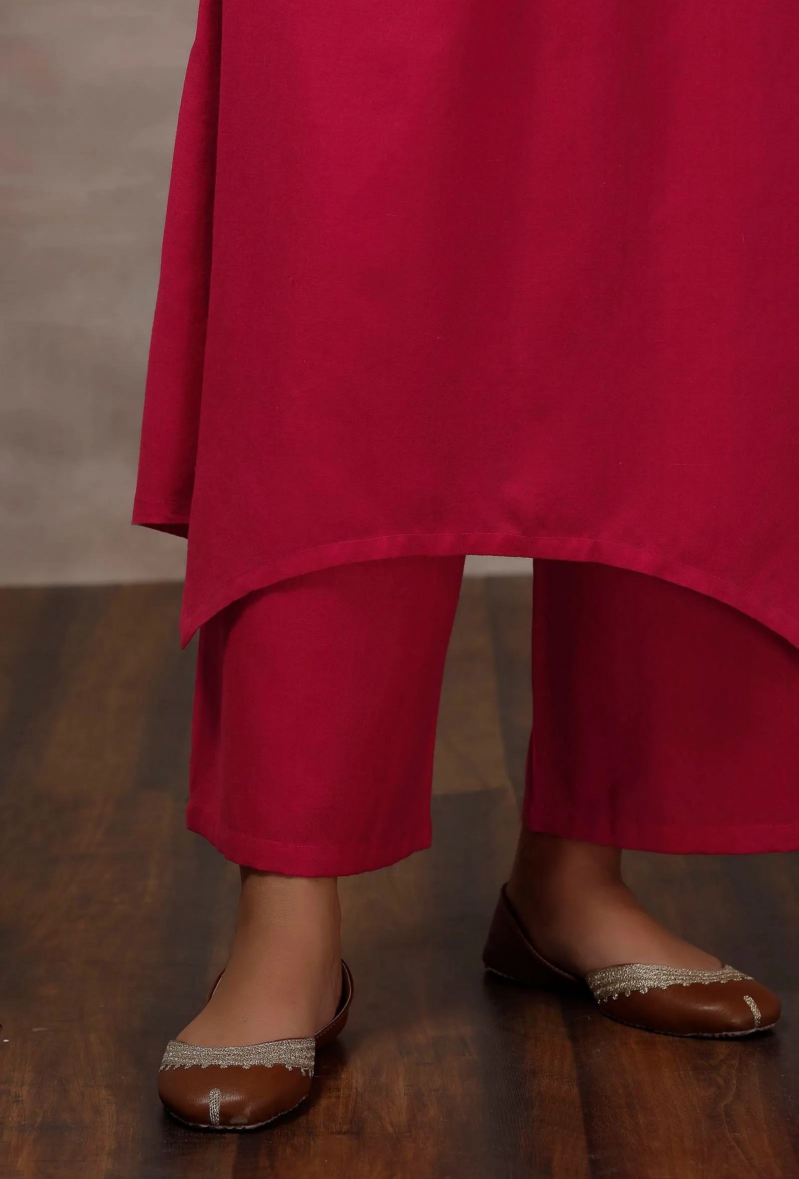 Mahnoor Fuchsia Asymmetrical Woollen Kurta