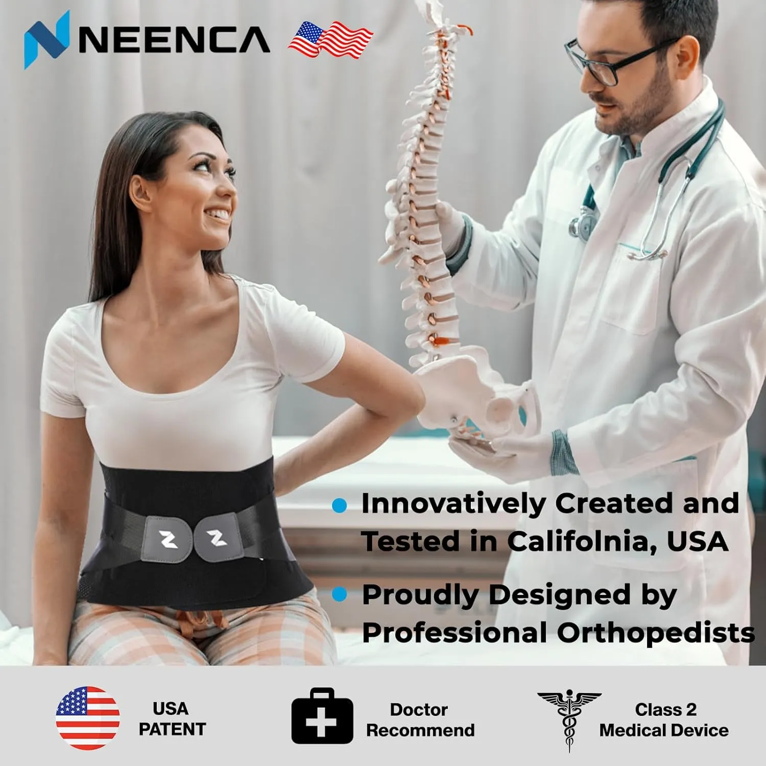 NEENCA Back Brace for Lower Back Pain Relief with Bionic Support System, Adjustable Lumbar Support Belt for Men & Women with Lumbar Pad, Soft Breathable Mesh for Herniated Disc, Sciatica, Scoliosis...