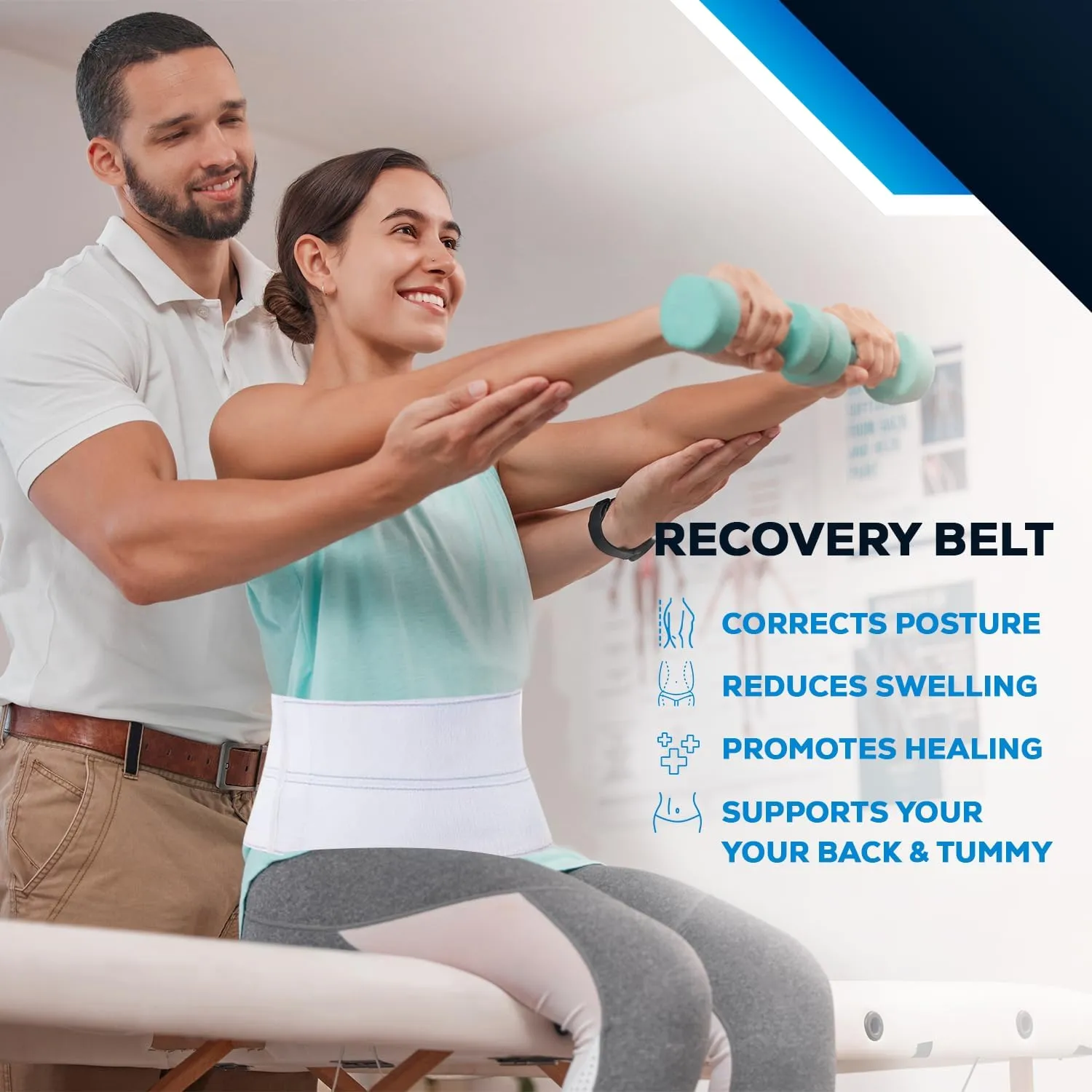 NYOrtho Abdominal Binder Lower Waist Support Belt - Compression Wrap for Men and Women MADE IN USA (30" - 45") 4 Panel - 12"