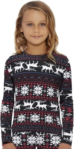 Rocky Girl's Thermal Tops Long Johns Fleece Lined Base Layer Shirt, Insulated for Outdoor Ski Warmth/Extreme Cold Pajamas