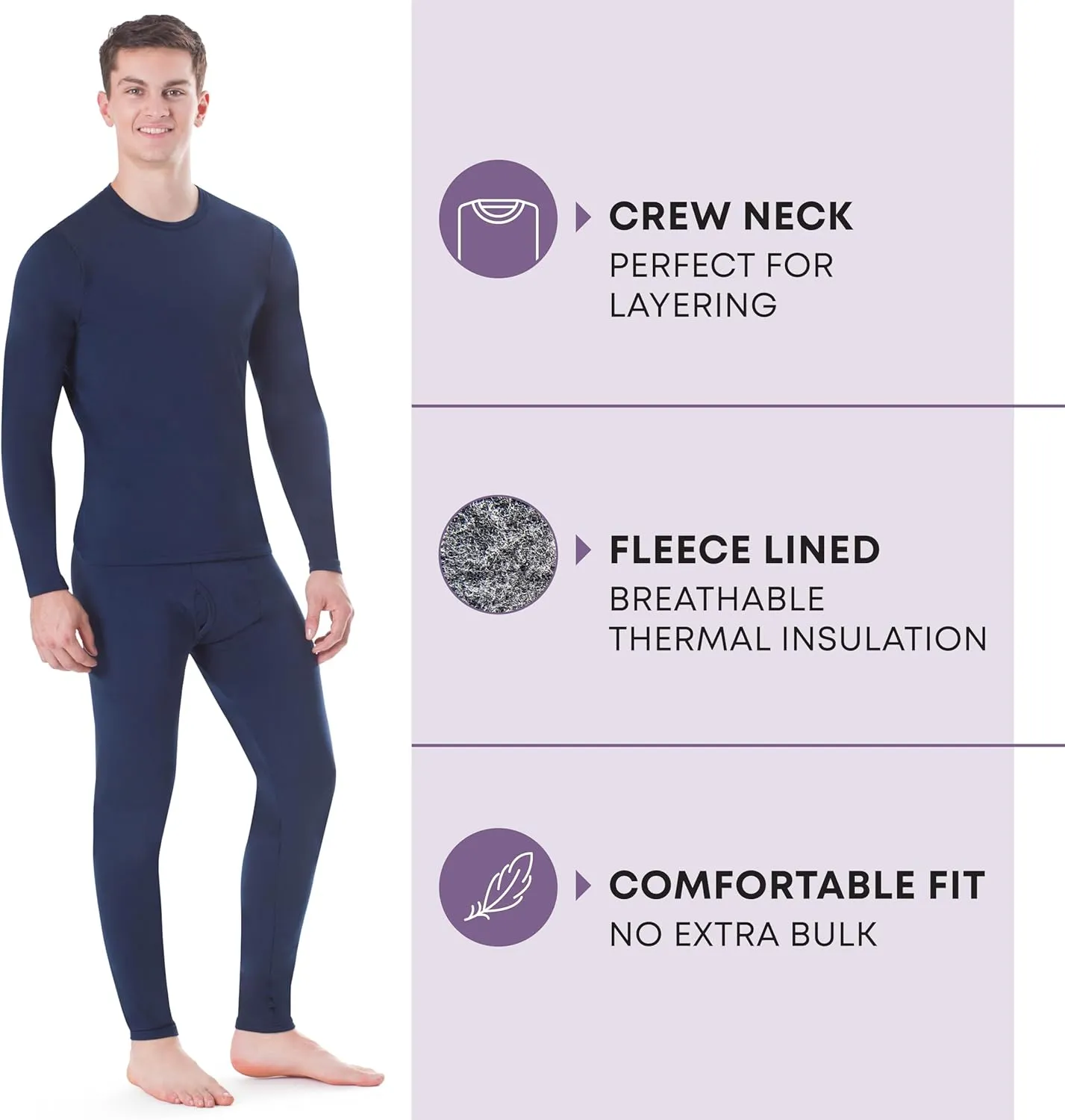 Rocky Thermal Underwear for Men, Long Johns Fleece Lined Set, Shirt & Pants, Base Layer w/Leggings/Bottoms Ski/Extreme Cold