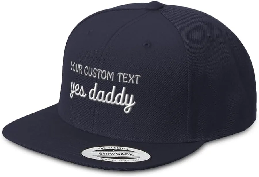 Snapback Hat for Men Flat Brim Hats Yes Daddy Dad Father Papa Pop Pa Embroidered Flat Bill Hat Acrylic