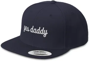 Snapback Hat for Men Flat Brim Hats Yes Daddy Dad Father Papa Pop Pa Embroidered Flat Bill Hat Acrylic