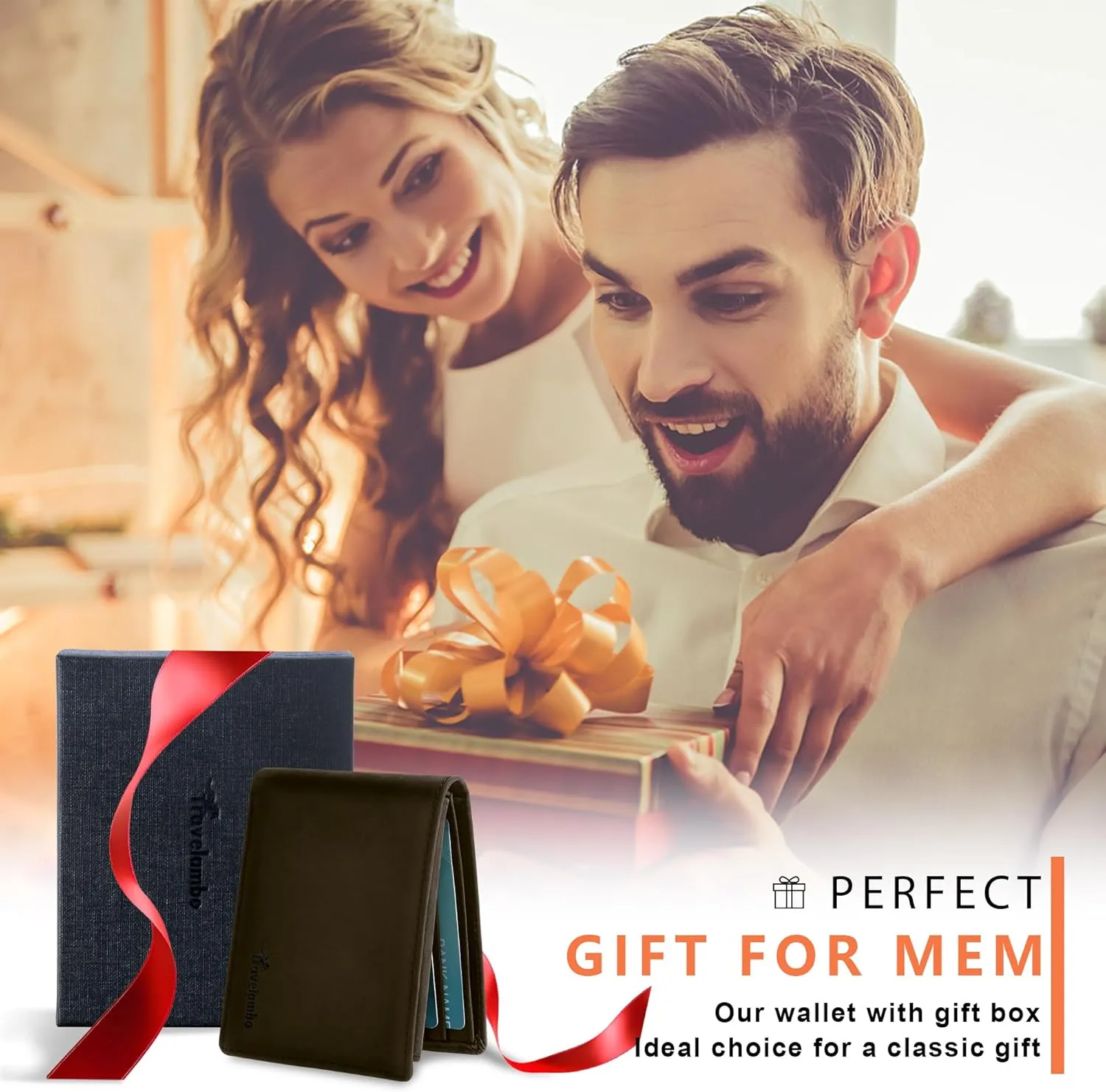 Travelambo 100% Genuine Leather Wallet for Men with Gift Box - Handmade Bifold Stylish - Rfid Wallet for Men with 2 ID Windows