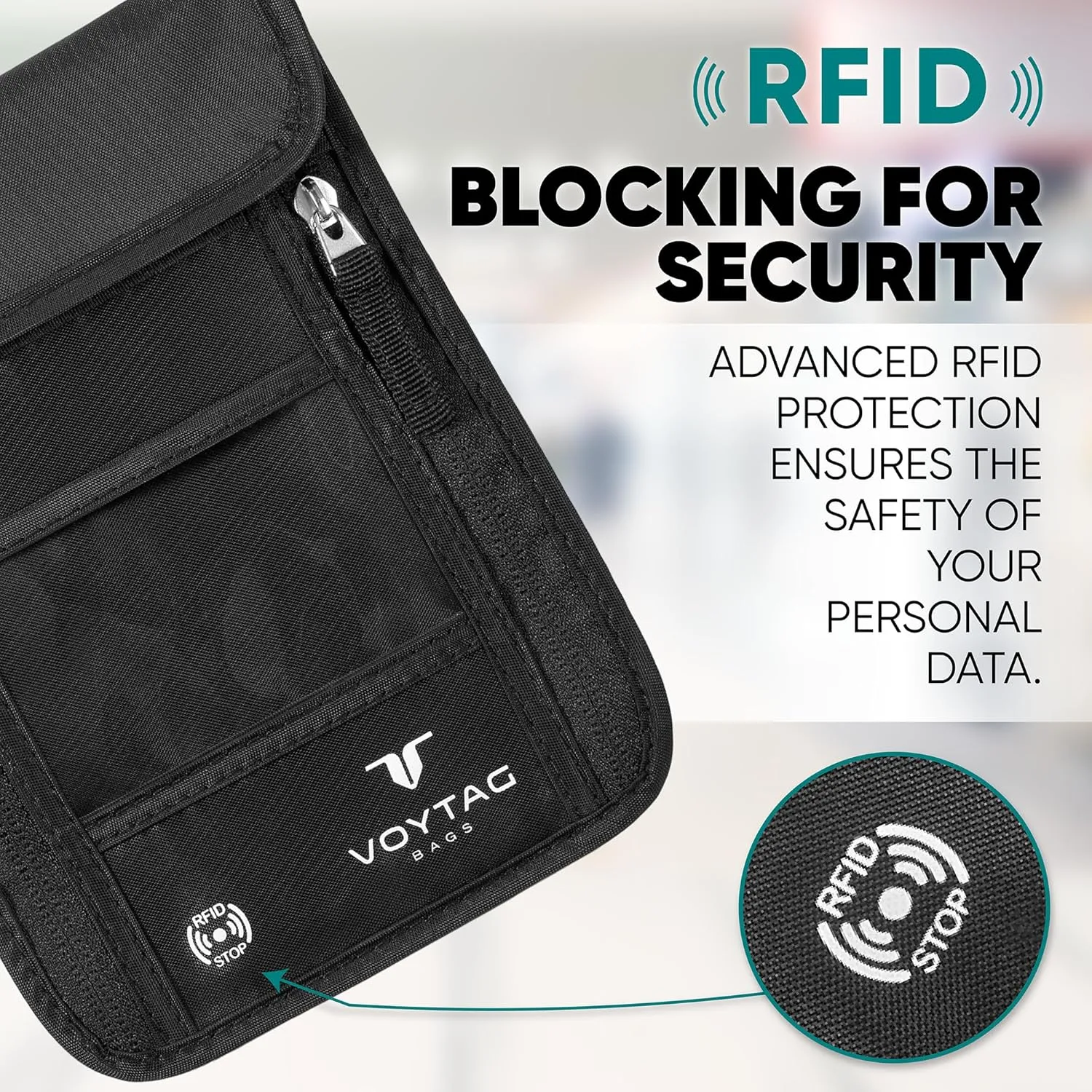 Ultra-Slim Comfort Neck Wallet & Passport Holder - RFID-Protected, Stylish Travel Pouch for Men & Women (Black)