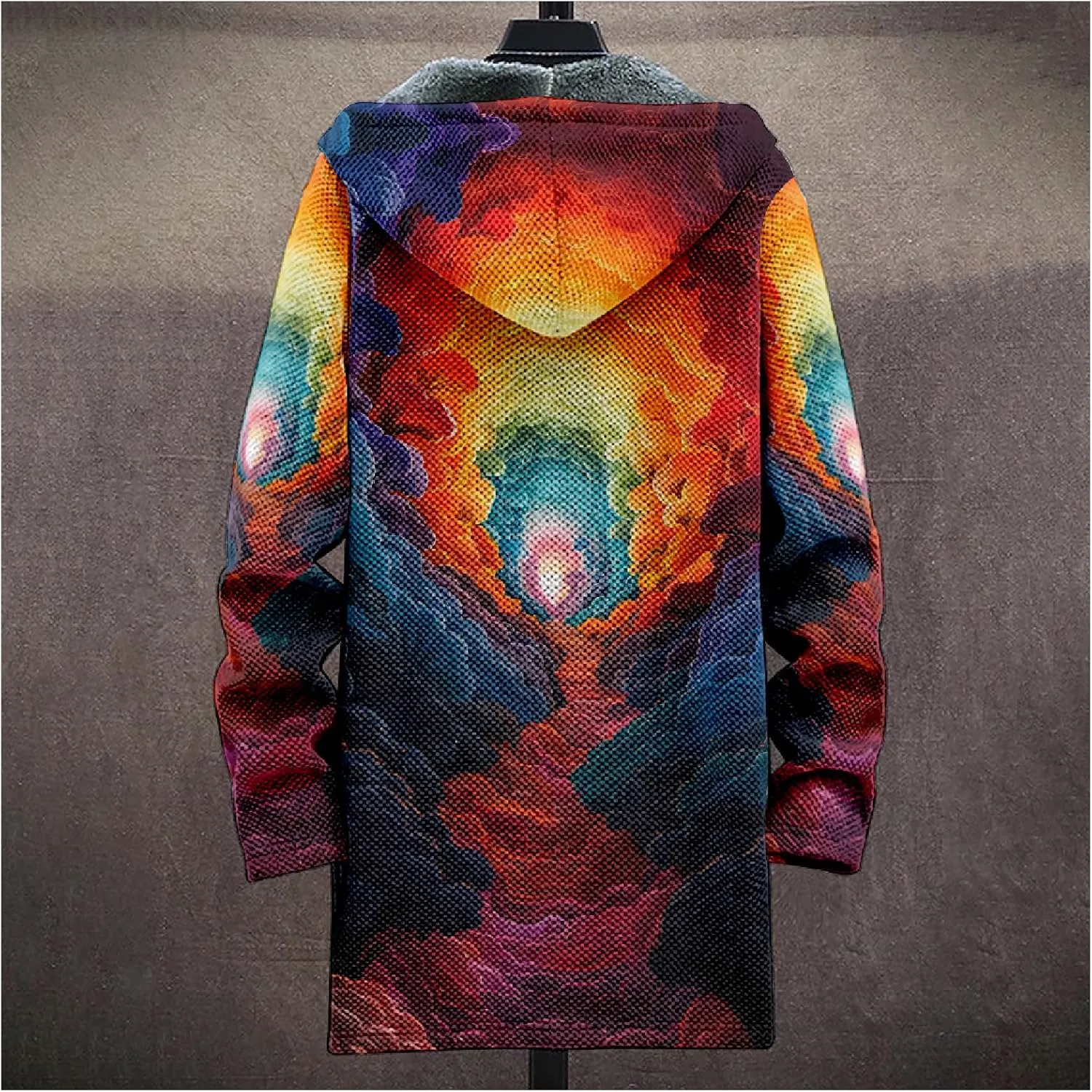 Winter Coats For Men Galaxy 3D Print Long Sleeve Zipper Big And Tall Cardigan Fleece Warm Novelty Fashion Jacket