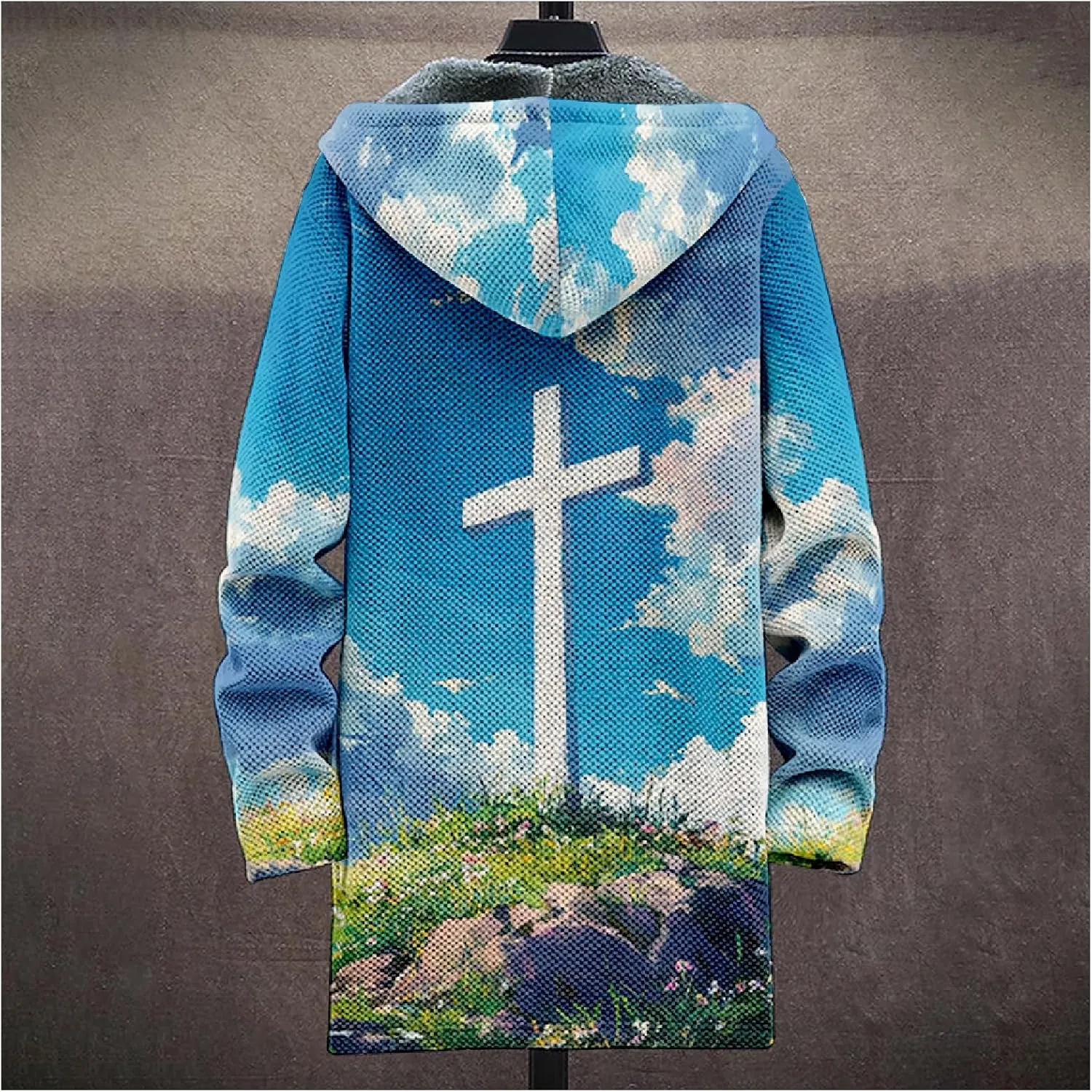 Winter Coats For Men Galaxy 3D Print Long Sleeve Zipper Big And Tall Cardigan Fleece Warm Novelty Fashion Jacket