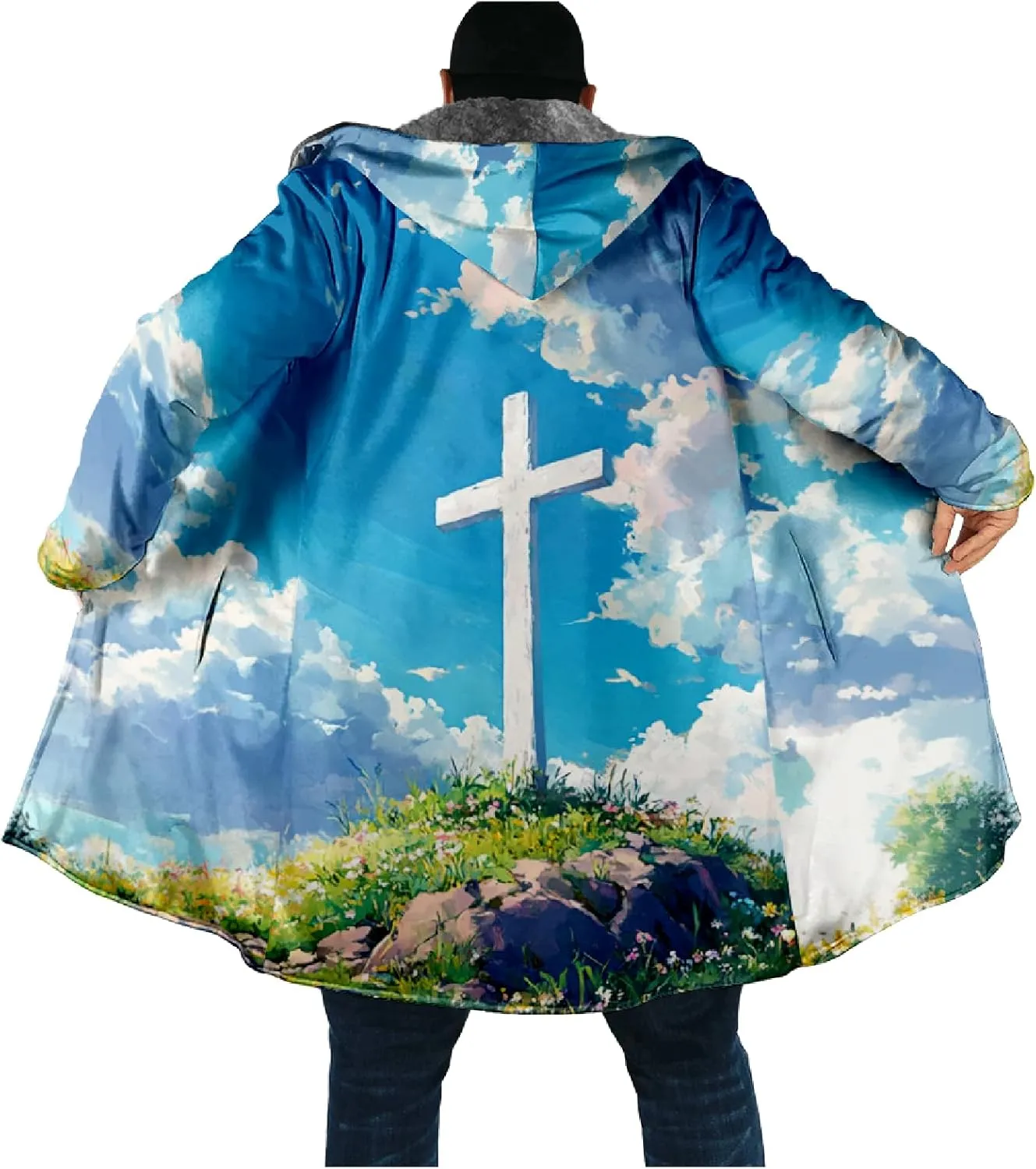 Winter Coats For Men Galaxy 3D Print Long Sleeve Zipper Big And Tall Cardigan Fleece Warm Novelty Fashion Jacket