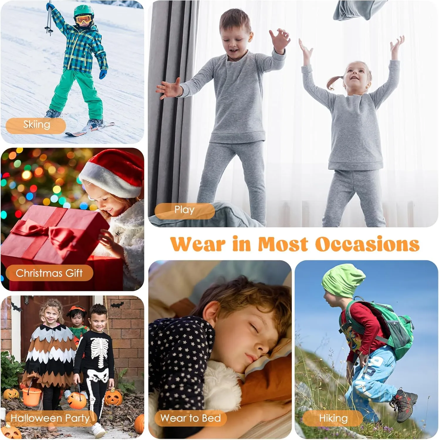 Zando Toddler Thermal Underwear Sets for Kids Base Layer Winter Warm Toddler Long Johns for Boys Girls Long Underwear